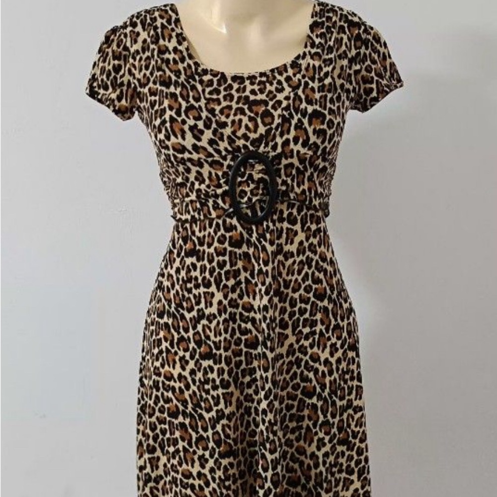 Cheetah print dress with lace belt